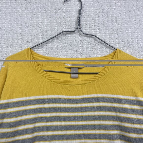 Banana Republic Shirt Womens S Yellow / Grey Striped 3/4 Sleeve Pullover - Picture 4 of 8